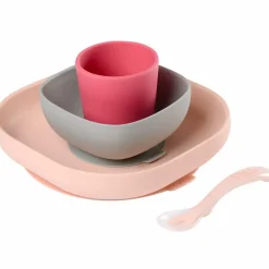 Coffret repas en silicone rose (4 pièces)