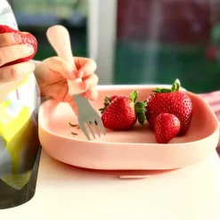 Coffret repas en silicone rose (4 pièces)