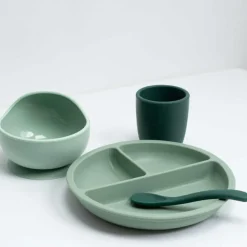 Coffret repas en silicone Vert Sauge-Vert Sapin (4 pièces)