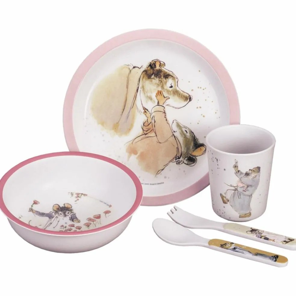 Coffret repas Ernest et Célestine rose (5 pièces)
