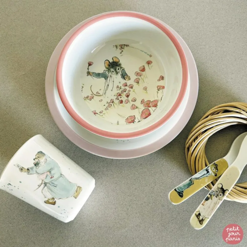 Coffret repas Ernest et Célestine rose (5 pièces)