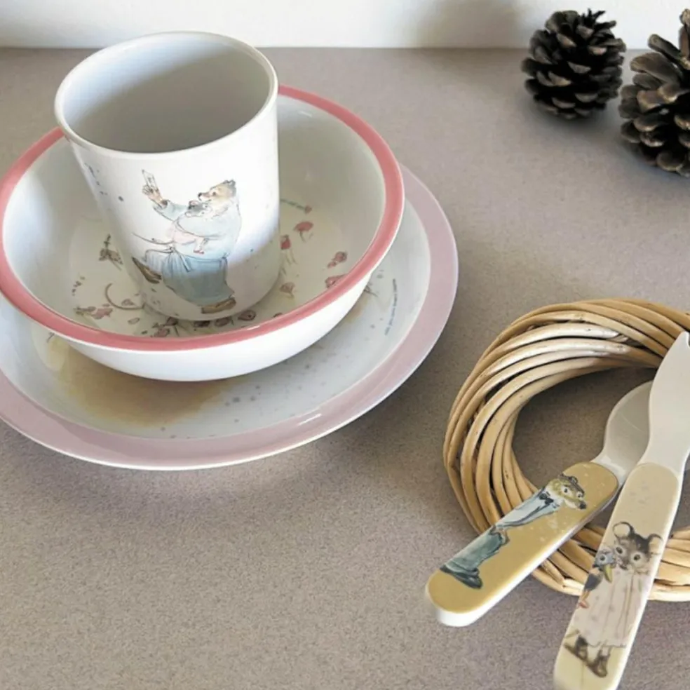 Coffret repas Ernest et Célestine rose (5 pièces)