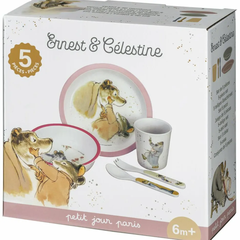 Coffret repas Ernest et Célestine rose (5 pièces)