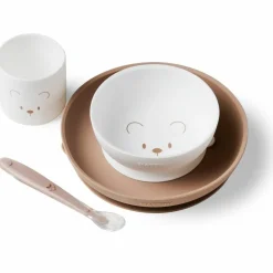 Coffret repas Ours Blanc-Marron (4 pièces)
