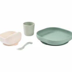 Coffret repas silicone Vert sauge et Vert de gris (4 pièces)