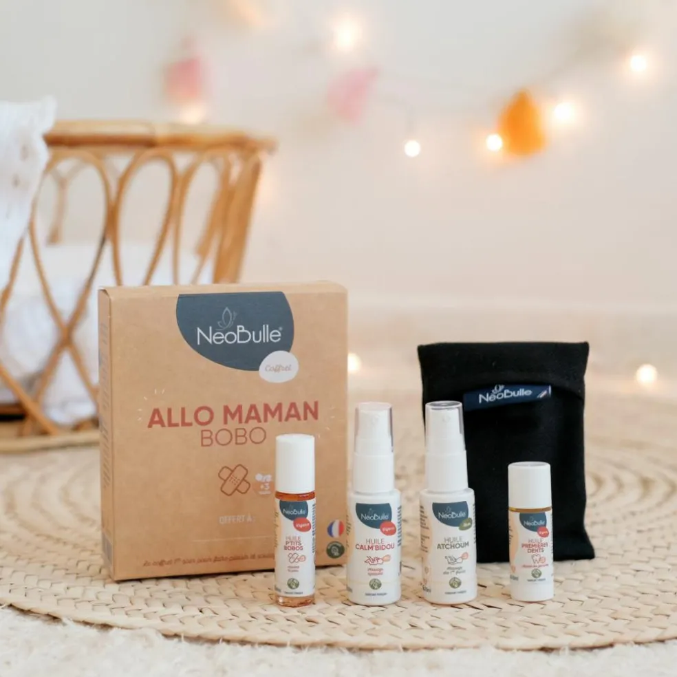 Coffret soins essentiels Allo maman bobo ! (4 huiles + 1 pochette)