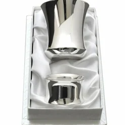 Coffret timbale et rond de serviette Contemporaine personnalisable (métal argenté)