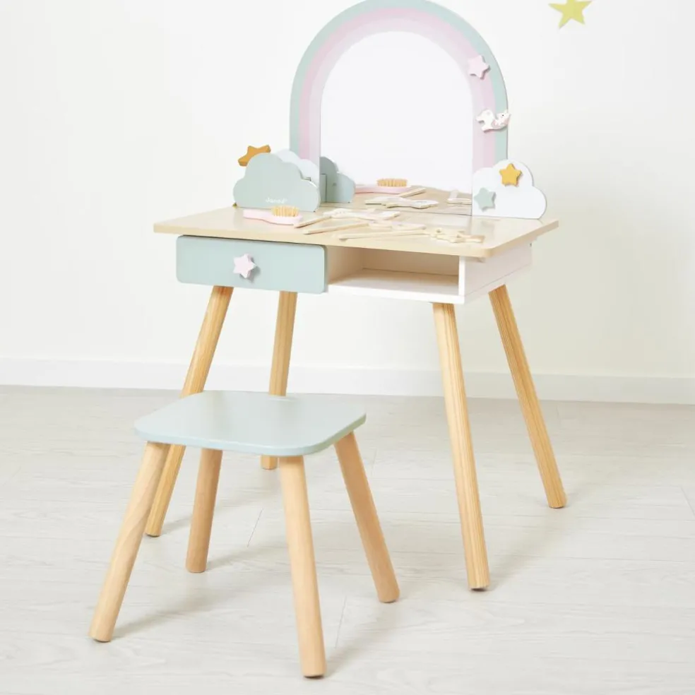 Coiffeuse en bois Licorne et accessoires