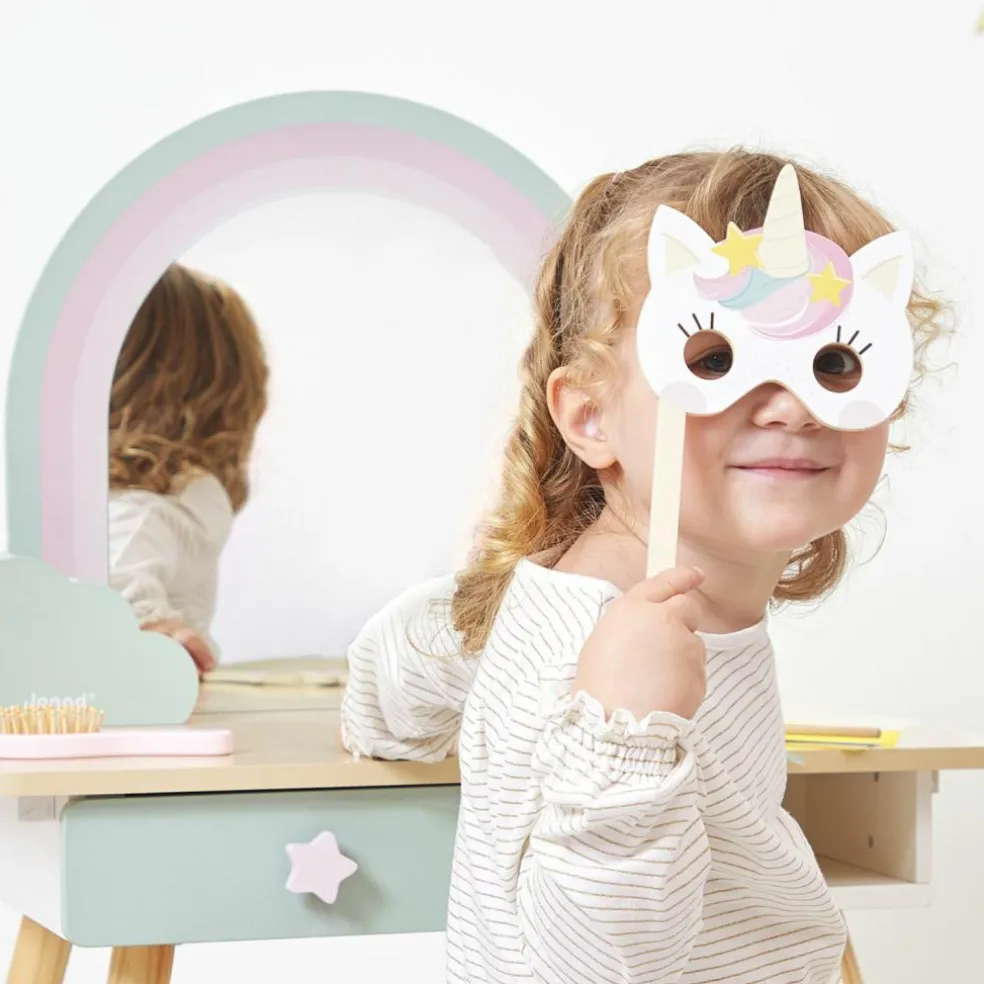 Coiffeuse en bois Licorne et accessoires