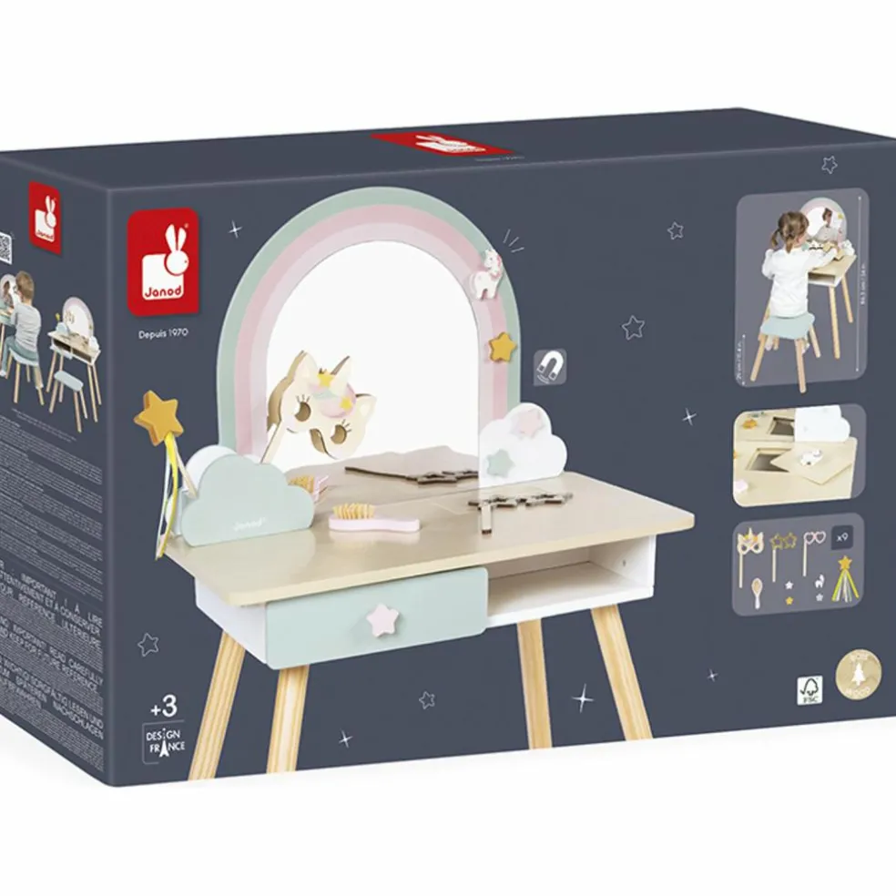 Coiffeuse en bois Licorne et accessoires