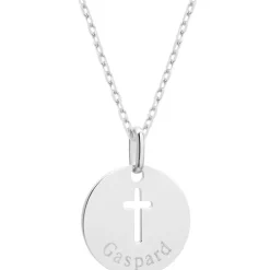 Collier chaîne croix ajourée personnalisable (argent 925)