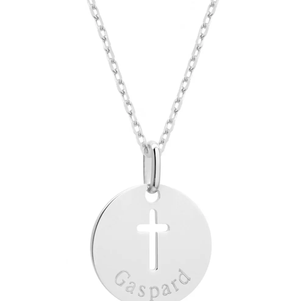 Collier chaîne croix ajourée personnalisable (argent 925)