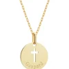 Collier chaîne croix ajourée personnalisable (plaqué or 18 carats)
