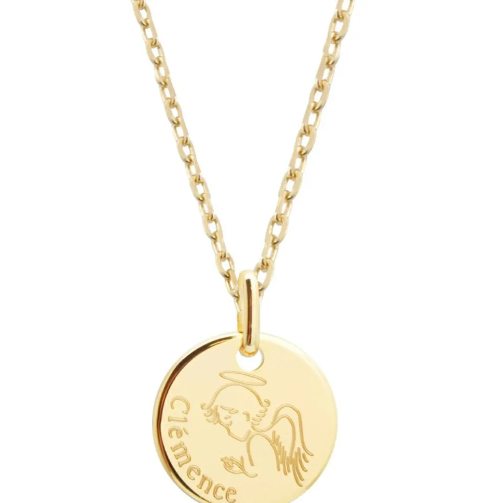 Collier chaîne dessin Ange personnalisable (plaqué or)