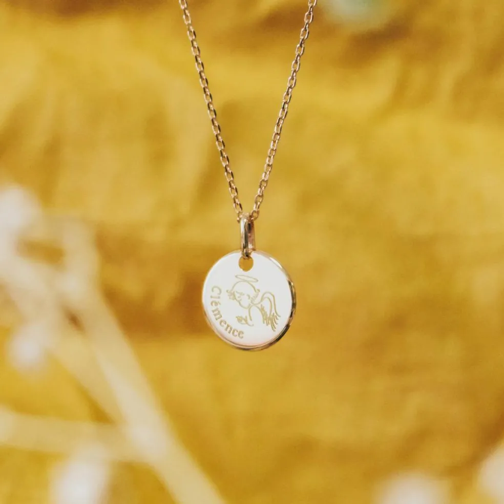 Collier chaîne dessin Ange personnalisable (plaqué or)