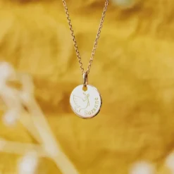 Collier chaîne dessin Colombe personnalisable (plaqué or)