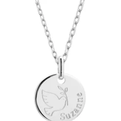 Collier chaîne dessin Colombe personnalisable (argent 925°)