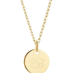 Collier chaîne médaille Cancer personnalisable (plaqué or)