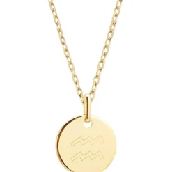 Collier chaîne médaille Verseau personnalisable (plaqué or)