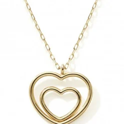 Collier Coeur double 40 cm (or jaune 375°)