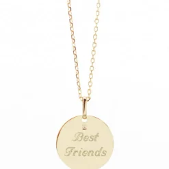 Collier médaille martelée 45 cm personnalisable (plaqué or)