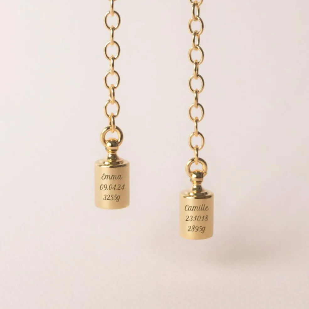 Collier Mes Petits Poids personnalisable (plaqué or jaune)