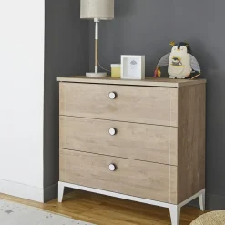 Commode à langer 3 tiroirs en chêne blond Marcel