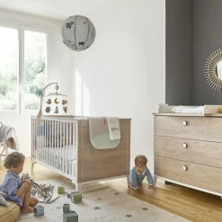 Commode à langer 3 tiroirs en chêne blond Marcel