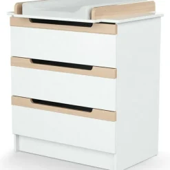 Commode à langer en bois de hêtre verni Carrousel blanc