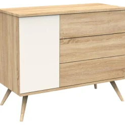 Commode 3 tiroir et 1 porte Seventies crème