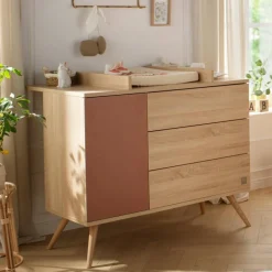 Commode 3 tiroir et 1 porte Seventies terracotta