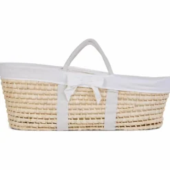 Couffin moïse naturel avec matelas et habillage jersey écru