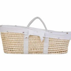 Couffin moïse naturel avec matelas et habillage jersey cœurs