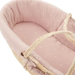 Couffin souple en osier Promenade bucolique rose clair