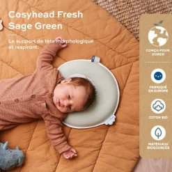 Coussin anti tête plate Cosyhead Fresh Sage Green