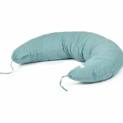 Coussin de maternité Stories Édition limitée Teal cream grid
