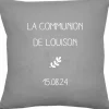 Coussin de naissance gris béton personnalisable (45 x 45 cm)