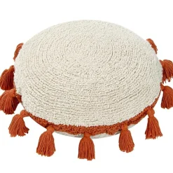 Coussin rond à pompons Circle terracotta (48 cm)