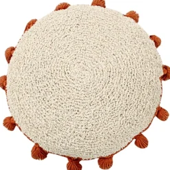 Coussin rond à pompons Circle terracotta (48 cm)