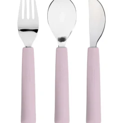 Couverts en silicone Happy Rascals Coeur lavande (3 pièces)