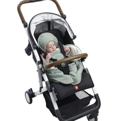 Couverture Babynomade double polaire vert sauge et blanc (0-6 mois)