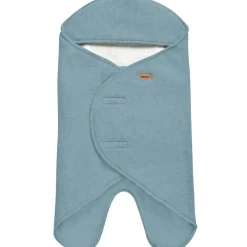 Couverture Babynomade double polaire bleu baltique et blanc (0-6 mois)