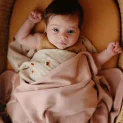 Couverture bébé côtelée Blush (90 x 90 cm)