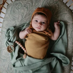 Couverture bébé côtelée Roman Green (90 x 90 cm)