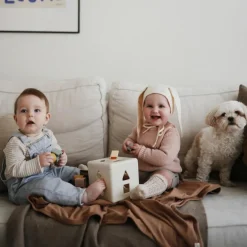 Couverture bébé côtelée Tan (90 x 90 cm)