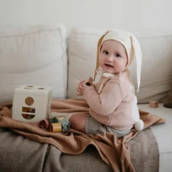 Couverture bébé côtelée Tan (90 x 90 cm)