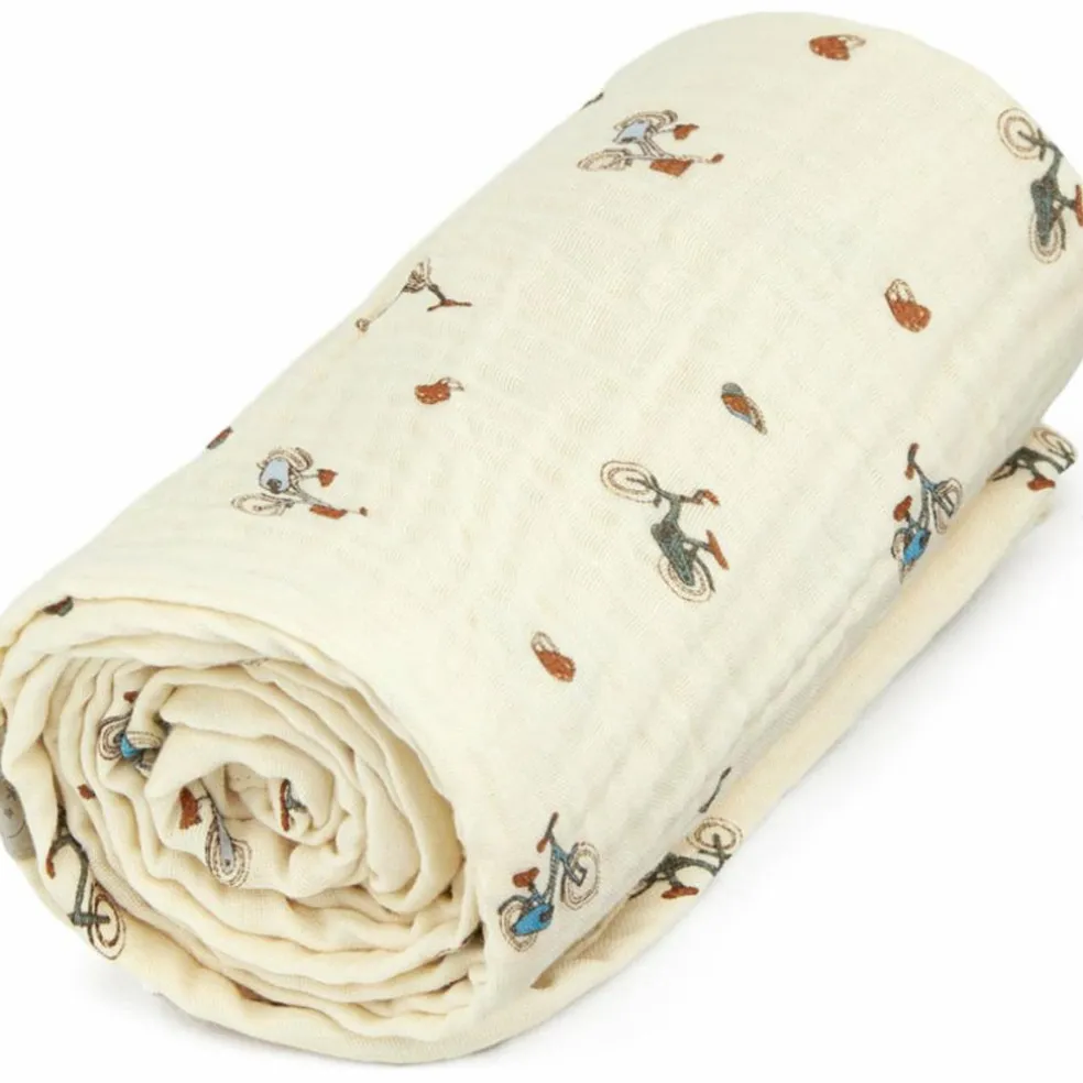 Couverture bébé mousseline Bicycles (100 x 100 cm)