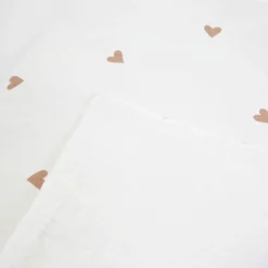 Couverture écrue Jersey coeurs dorés (80 x 100 cm)