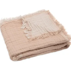 Couverture en coton Fringe Moonstone-Ivory (75 x 100 cm)