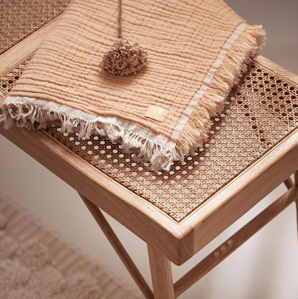 Couverture en coton Fringe Moonstone-Ivory (75 x 100 cm)